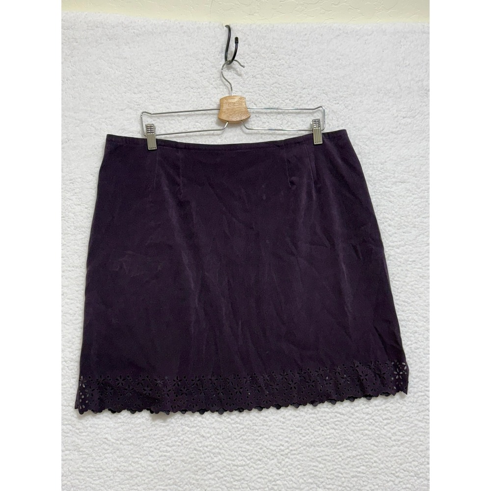 Venezia Jeans Purple Eyelet Lace Trim A Line Skirt Women's Size